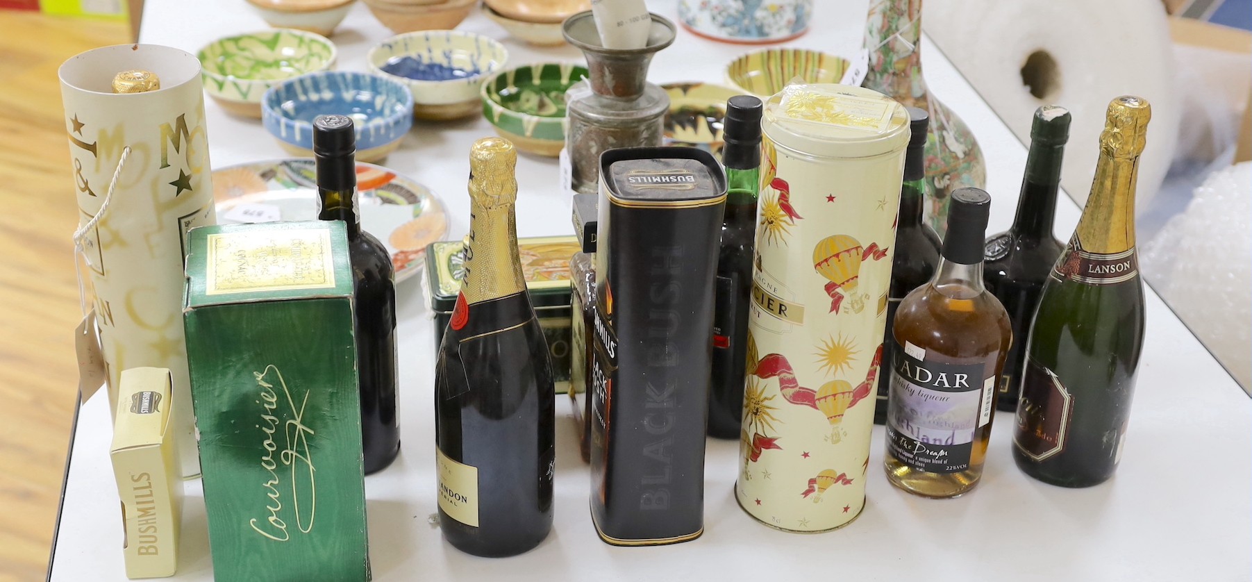 A selection of champagne and spirits, 14 bottles